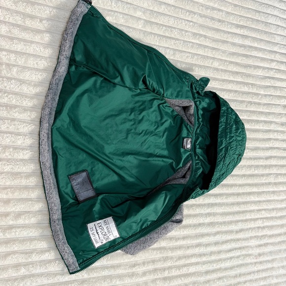 The North Face Toddler 3T Quilted Sweater Jacket Green/Gray, Hooded, Soft Zip - Picture 3 of 7